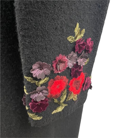 RICKIE FREEMAN TERI JON KNITWEAR FLORAL EMBROIDERED WOOL DRESS & DUSTER SET MED - Picture 11 of 14